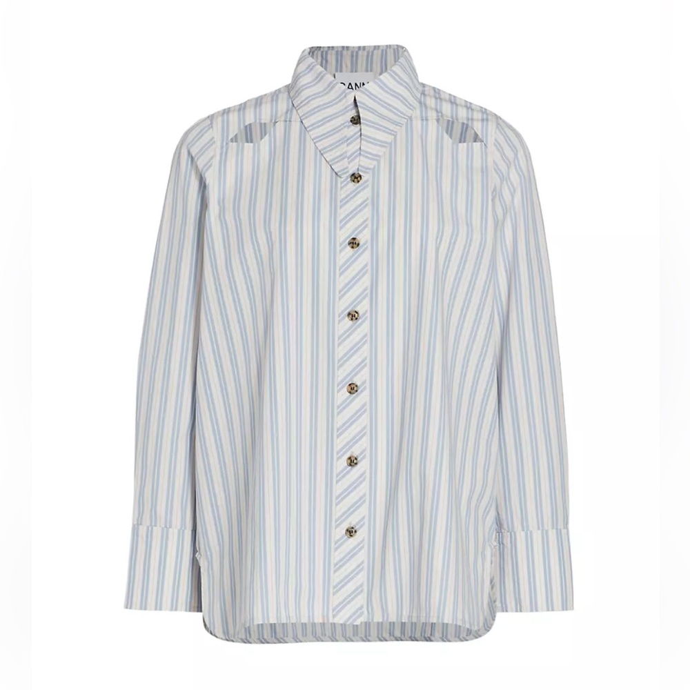 Ganni Striped Cut-Out Shirt